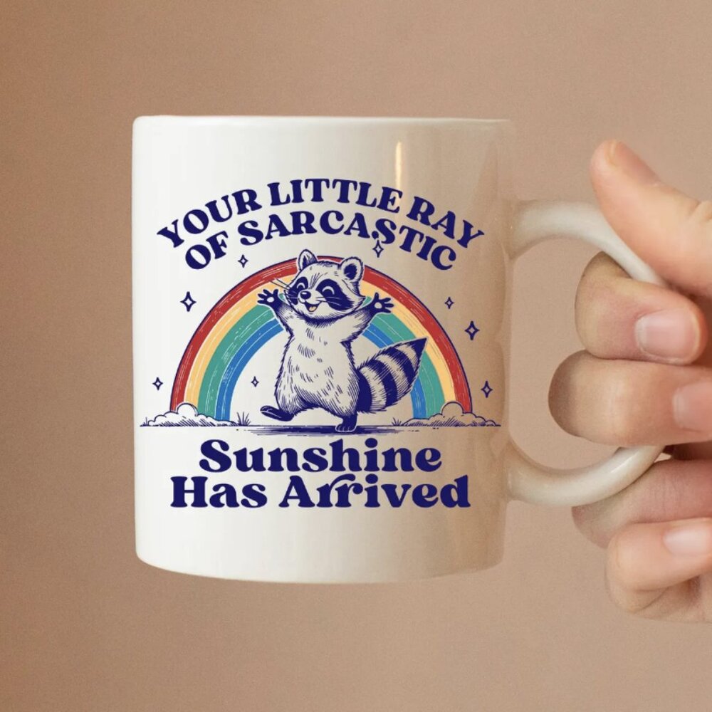 Rainbow Raccoon Sunshine Sarcasm Mug - Picture 2 of 7
